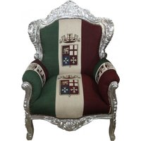 Casa Padrino Barock Sessel "King" Italien / Silber - Möbel Antik Stil