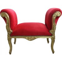 Casa Padrino Barock Schemel Hocker Rot / Gold - Sitzbank