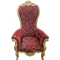 Casa Padrino Barock Thron Sessel Majestic Medium Bordeaux Muster / Gold mit Bling Bling Glitzersteinen - Riesensessel - Thron Stuhl Tron