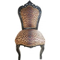Casa Padrino Barock Esszimmer Stuhl Leopard / Schwarz - Möbel