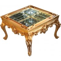 Prunkvoller Casa Padrino Barock Couchtisch Gold verspiegelt mit aufklappbaren Glasdeckel 67 x 67 cm Unikat- Wohnzimmer Salon Tisch Möbel