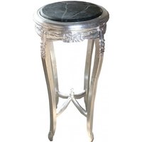 Casa Padrino Barock Beistelltisch mit Marmorplatte Rund Silber 91 x 46 cm Antik Stil - Telefon Blumen Tisch