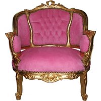 Casa Padrino Barock Salon Lounge Sessel Rosa / Gold - Cocktailsessel - Interior