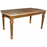 Casa Padrino Barock Couchtisch Gold mit cremefarbener Marmorplatte 100 x 53 cm - Limited Edition
