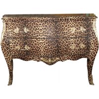 Casa Padrino Barock Kommode Leopard mit goldenen Metall Applikationen 123 cm - Barock Möbel