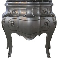 Casa Padrino Barock Kommode Silber mit Marmorplatte B 95 cm, H 89 cm - Handgefertigte Barock Möbel