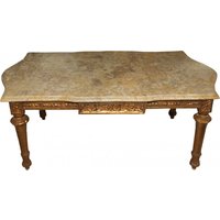 Casa Padrino Barock Couchtisch Gold mit cremefarbener Marmorplatte - Limited Edition