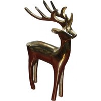 Casa Padrino Designer Deko Hirsch Gold 14 x 6 x 23cm - poliertes Aluminium - Figur Skulptur