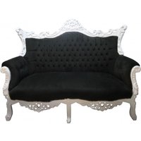 Casa Padrino Barock 2-er Sofa Master Schwarz / Weiss - Antik Stil Möbel