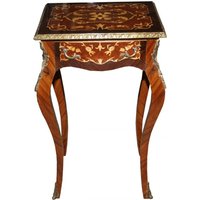 Casa Padrino Barock Kommode mit Schubladen Braun Intarsien H 77 cm, B 45 cm - Antik Stil - Nachttisch Konsole