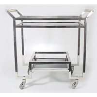 Casa Padrino Bar Trolley Servierwagen aus Messing vernickelt 74 x 40 x H. 69 cm - Hotel & Restaurant Einrichtung Möbel