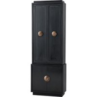 Casa Padrino Luxus Schrank Schwarz Massivholz Messing Griffe - Wohnzimmer Schrank Barock Jugendstil Rokoko Ladeneinrichtung - Luxus Hotel & Boutique Möbel
