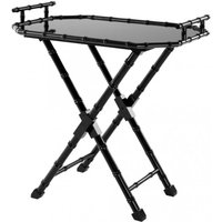 Casa Padrino Luxus Bar Tisch Schwarz Bambus Design mit abnehmbaren Tablett Schwarz hochglanz - Neoklassisch - Hotel Restaurant Möbel