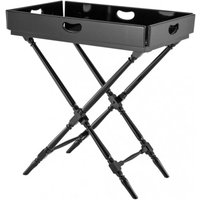 Casa Padrino Luxus Bar Tisch Schwarz mit abnehmbaren aufklappbaren Tablett Schwarz hochglanz - Neoklassisch - Hotel Restaurant Möbel