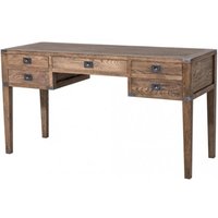 Casa Padrino Massivholz Sekretär Eiche / Eisen 143,5 cm - Luxus Hotel Möbel