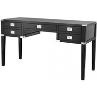Casa Padrino Massivholz Sekretär Schwarz / Nickel 143,5 cm - Luxus Hotel Möbel
