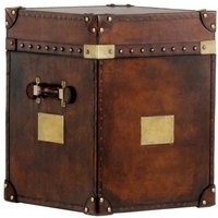 Casa Padrino Luxus Koffer Schrank Truhe Vintage Leder Braun - Art Deco Barock Jugendstil Kofferschrank Nachtschrank
