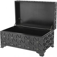 Casa Padrino Luxus Schrank Truhe Schwarz mit Messing Nägeln - Art Deco Barock Jugendstil Truhenschrank