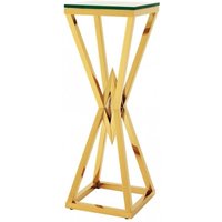 Casa Padrino Luxus Beistelltisch / Säule Edelstahl Gold Finish 35 x 35 x H 101 cm - Tisch Möbel