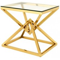 Casa Padrino Luxus Beistelltisch Edelstahl Gold Finish 65 x 50 x H 60 cm - Tisch Möbel