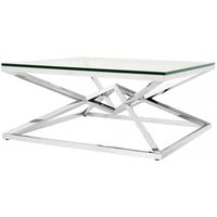 Casa Padrino Luxus Couchtisch Edelstahl Nickel Finish 100 x 100 x H. 45 cm - Wohnzimmer Tisch Möbel