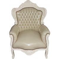 Casa Padrino Barock Sessel "King" Creme/Creme Lederoptik