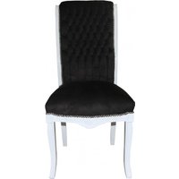 Casa Padrino Barock Hochlehner Esszimmer Stuhl Schwarz/Weiss - Hochlehnstuhl Möbel - Barock Möbel - Limited Edition