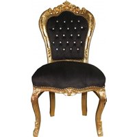 Casa Padrino Barock Esszimmer Stuhl Schwarz/Gold mit Bling Bling Glitzersteinen - Möbel Antik Stil - Limited Edition