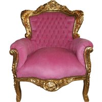 Casa Padrino Barock Sessel "King" Rosa/Gold