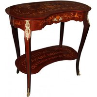 Casa Padrino Barock Konsolentisch mit Schubladen Braun Intarsien H 80 cm, B 81 cm Nierenformig - Antik Stil - Barock Telefontisch