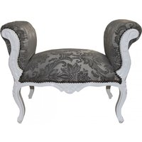 Casa Padrino Barock Schemel Hocker Grau Muster / WeiØ - Sitzbank