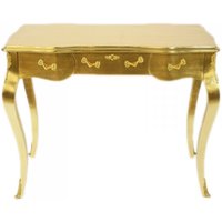 Casa Padrino Luxus Barock Schreibtisch / Konsole Gold ink. Glasplatte 97 x 78 x 48 cm - Sekretär Luxus Möbel