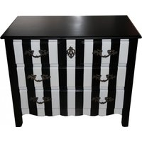 Casa Padrino Barock Kommode Schwarz / Weiss Streifen 94cm - Antik Stil Möbel