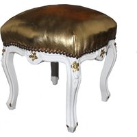 Casa Padrino Barock FuØhocker Gold Lederoptik / WeiØ - Antik Stil Möbel - Hocker - Limited Edition