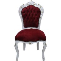 Casa Padrino Barock Esszimmer Stuhl Bordeaux/Weiss/Gold - Antik Möbel - Limited Edition