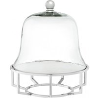 Casa Padrino Luxus Art Deco Kuchenglocke Edelstahl vernickelt mit weiÃem Marmor und Glasdeckel - Kuchen Ständer