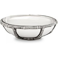 Casa Padrino Luxus Art Deco Schüssel Edelstahl vernickelt Antik Silber 27 x H. 8,5 cm - Luxus Hotel Collection