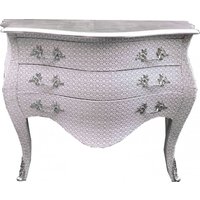 Casa Padrino Barock Kommode Weià / Glitzerlook 120 cm mit silberner Oberplatte - Barock Antik Stil Möbel