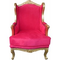Casa Padrino Barock Lounge Thron Sessel Rot / Gold - Ohren Sessel - Ohrensessel Tron Stuhl