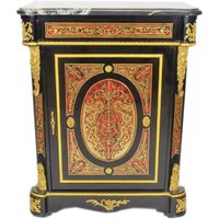 Casa Padrino Barock Boulle Kommode Schwarz / Gold / Rot mit Marmorplatte 95 x H105 cm - Möbel Schrank Sideboard