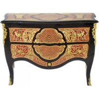 Casa Padrino Barock Boulle Kommode Schwarz / Gold / Rot 130cm - Möbel Schrank Sideboard