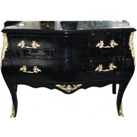 Casa Padrino Barock Kommode Schwarz 120 cm mit goldenen Metallapplikationen