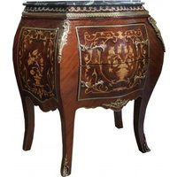 Casa Padrino Barock Kommode Mahagoni Braun Intarsien mit Marmorplatte B 73 cm, H 78 cm - Barock Kommode - Limited Edition