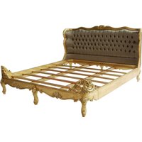 Casa Padrino Barock Bett Barocco Gold / Khaki Satinstoff 180 x 200 cm aus der Luxus Kollektion von Casa Padrino