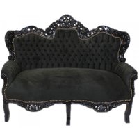 Casa Padrino Barock 2er Sofa Master Schwarz / Schwarz - Wohnzimmer Couch Möbel Lounge