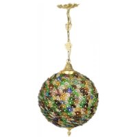 Casa Padrino Barock Decken Hängeleuchte Bunt 30 x H 65 cm - Glas Leuchte