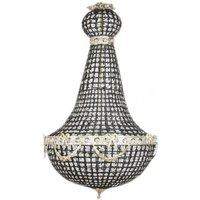 Casa Padrino Luxus Barock Decken Hängeleuchte 55 x H 110 cm - Glas / Schwarz / Silber