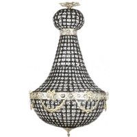 Casa Padrino Luxus Barock Decken Hängeleuchte 45 x H 90 cm - Glas / Schwarz / Silber