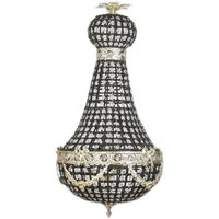 Casa Padrino Luxus Barock Decken Hängeleuchte 35 x H 70 cm - Glas / Schwarz / Silber