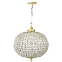 Casa Padrino Barock Decken Hängeleuchte 35 x H 65 cm - Glas Leuchte / Gold